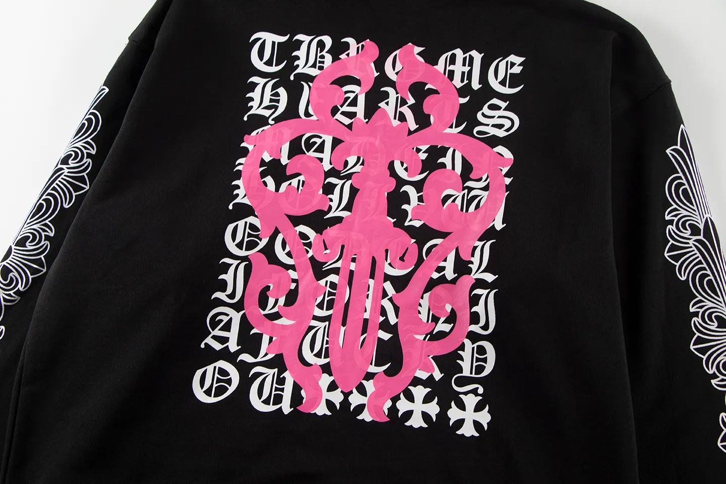 P290 Chrome Hearts Chrome Hearts Horseshoe Cross Sanskrit Cardigan Hooded Sweatshirt Size: S M L XL Color: Black, White